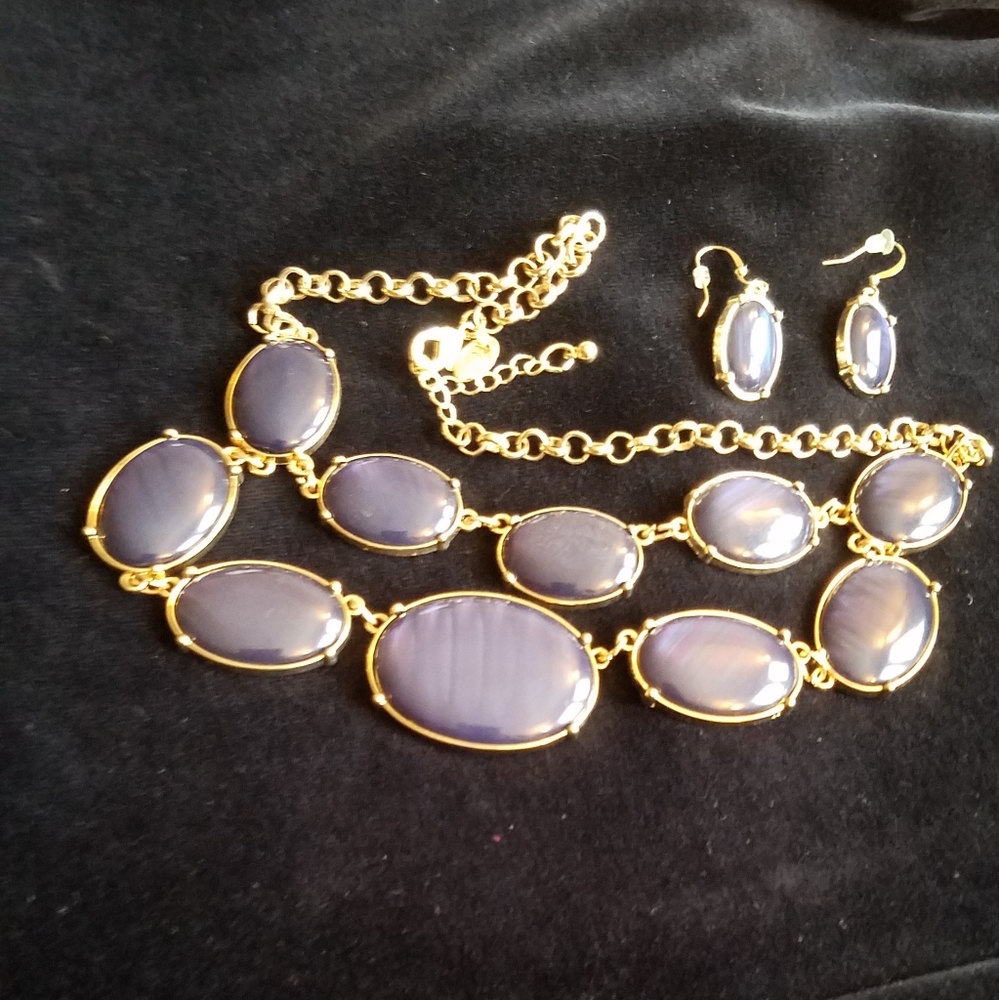 Charming Charlie navy & gold necklace & earrings